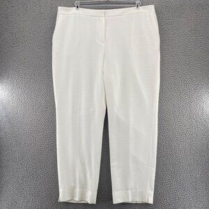 Kasper Pants Womens 18 Plus White Tapered Textured Pockets Office Career Work